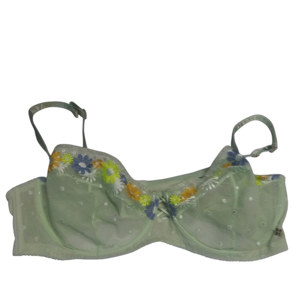 Savage X Fenty Free Spirit Floral Embroidered Unlined Balconette Bra Size 44DD - Picture 2 of 8